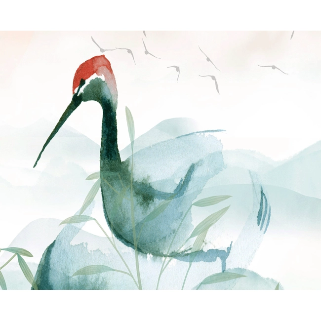 Fototapeta - Malowane żurawie ptaki wyjątkowa kolorystyka
